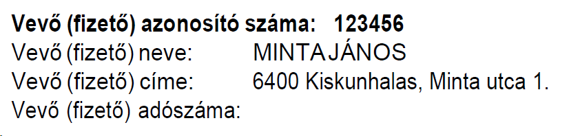 Fogyasztási hely azonosító helye a számlán
